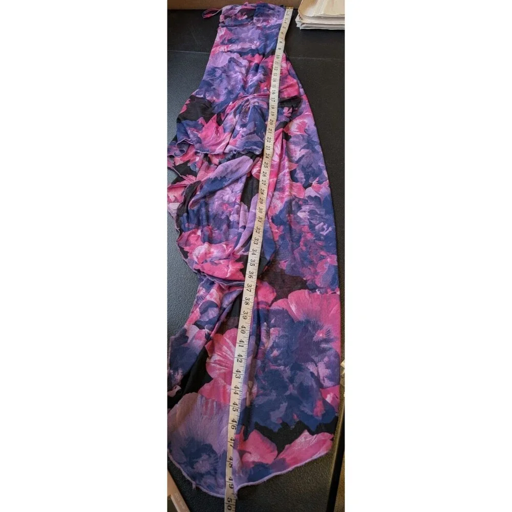 Forever 21 Women's Dress Asymmetric Floral Y2K Fairy Butterfly Ruched Size Large